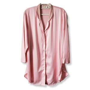 80s Vtg Victoria Secret Gold Label Sleep Shirt M L Pastel Pink Coquette Satin